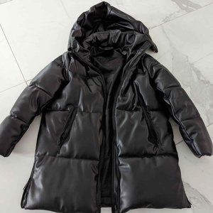 Faux Leather puffer jacket